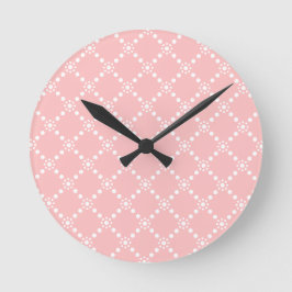 Baby Baby rosa mit weißen Blumen Runde Wanduhr