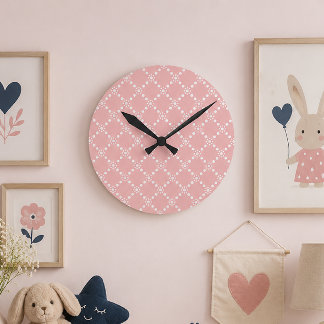 Baby Baby rosa mit weißen Blumen Runde Wanduhr