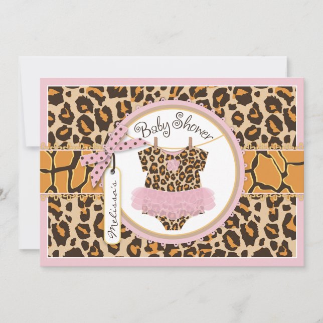 Baby-Ballettröckchen-Gepard-Druck-Babyparty Einladung (Vorderseite)