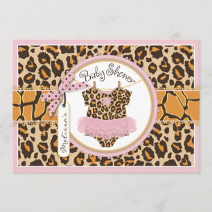 Baby-Ballettröckchen-Gepard-Druck-Babyparty Einladung