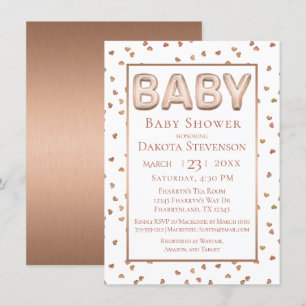 Baby Balloon   Elegante Rose Gold Baby Dusche Einladung