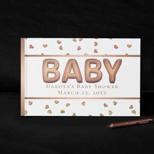 Baby Balloon   Elegante Rose Gold Baby Dusche Gästebuch