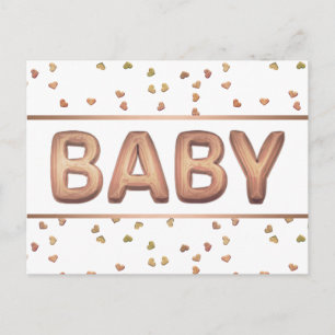 Baby Balloon   Elegante Rose Gold Baby Dusche Postkarte