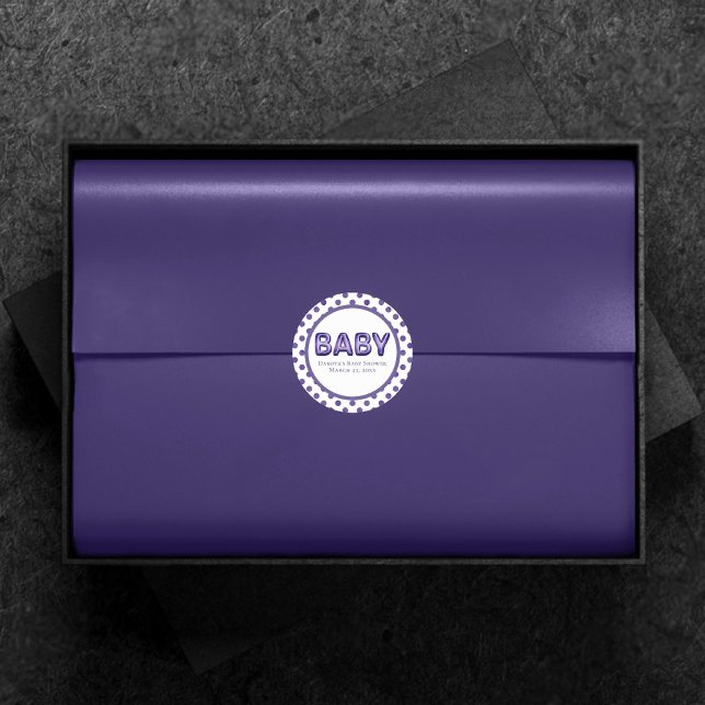Baby Balloon | Royal Violet Lila Baby Dusche Runder Aufkleber (Von Creator hochgeladen)