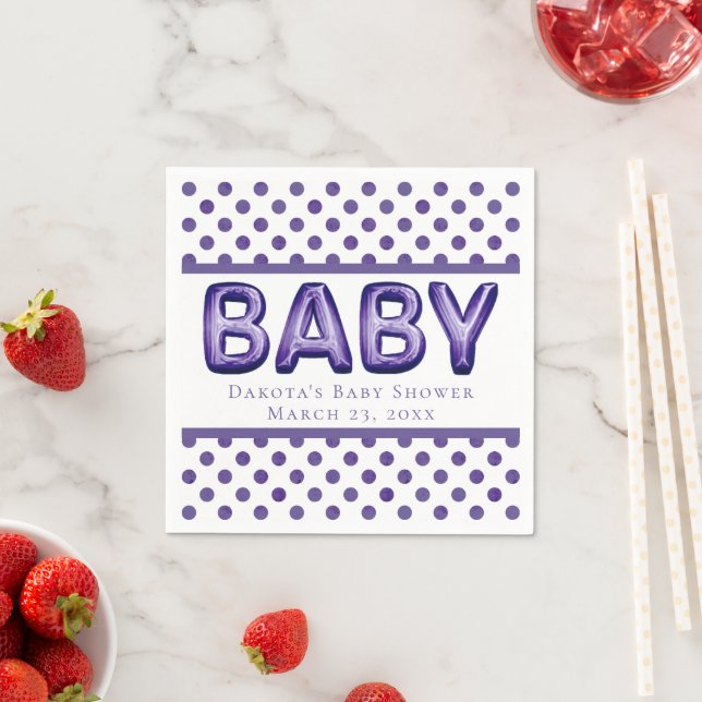 Baby Balloon | Royal Violet Lila Baby Dusche Serviette (Beispiel)