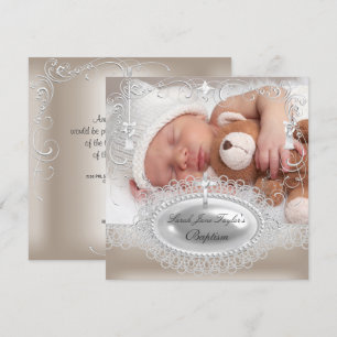 Baby Baptism Girl Boy Christening Pearl Einladung
