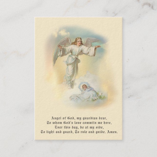 Baby-Baptismal Erinnerungs-Engels-Gebets-heilige Visitenkarte (Vorderseite)