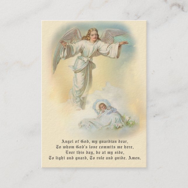 Baby-Baptismal Erinnerungs-Engels-Gebets-heilige Visitenkarte (Vorderseite)