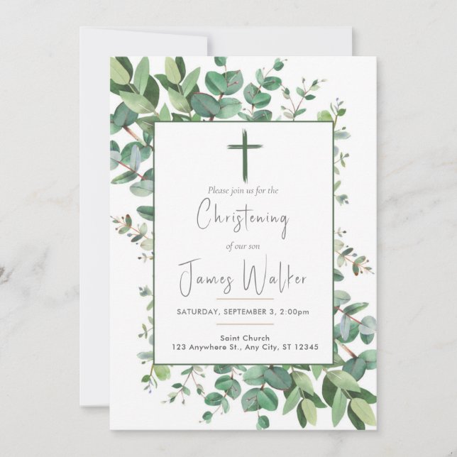 Baby Baptisse Christening Einladung (Vorderseite)