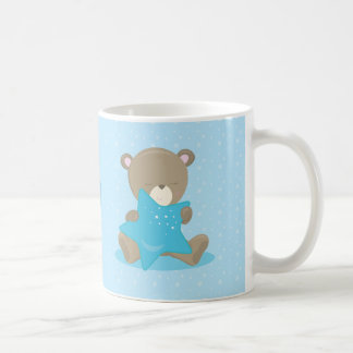 Baby-Bärn-blauer Junge, der einen Stern hält Kaffeetasse