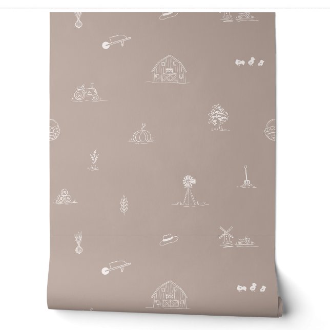 Baby Barnyard Minimalistisch Wallpaper Tapete (Abrollen)