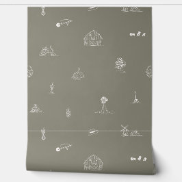 Baby Barnyard Minimalistisch Wallpaper Tapete