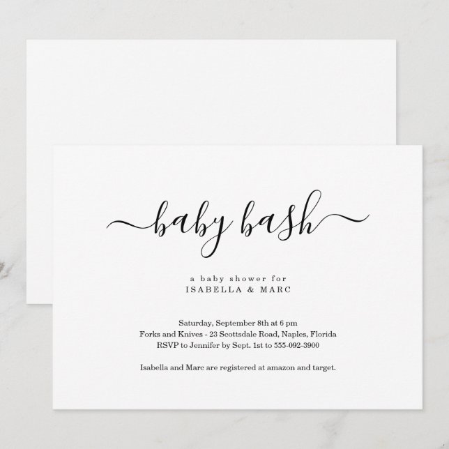 Baby Bash Baby Shower Einladung (Vorne/Hinten)