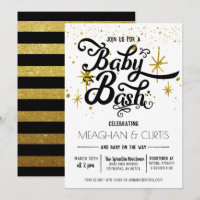 Baby Bash Einladung | Schwarz, Weiß und Gold