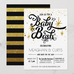 Baby Bash Einladung Schwarz, Weiß und Gold