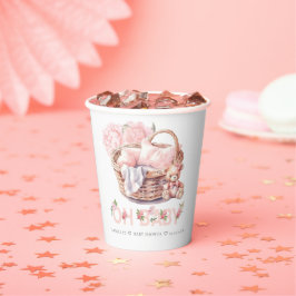 Baby Basket Floral Pastel Pink Baby Dusche Pappbecher