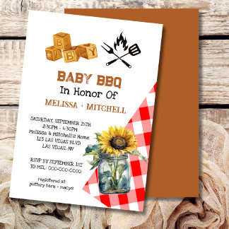 Baby BBQ Couples Baby shower Thème Invitation