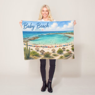Baby Beach Aruba Karibik Reise Souvenir Fleecedecke