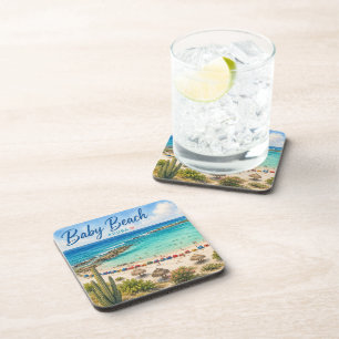 Baby Beach Aruba Karibik Reise Souvenir Getränkeuntersetzer