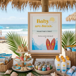 Baby Beach Surfbrett Babydusche Gefälligkeitszeich Poster
