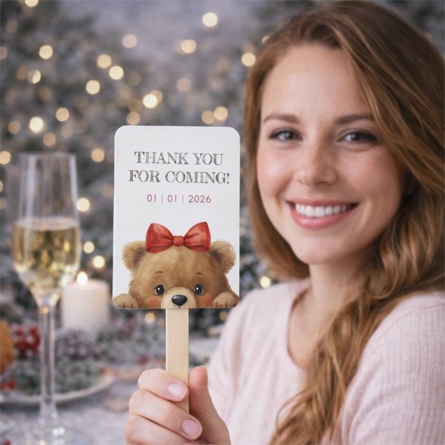 Baby Bear And Rowan Berries Baby Shower Fächer (Baby Bear And Rowan Berries Baby Shower Hand Fan)