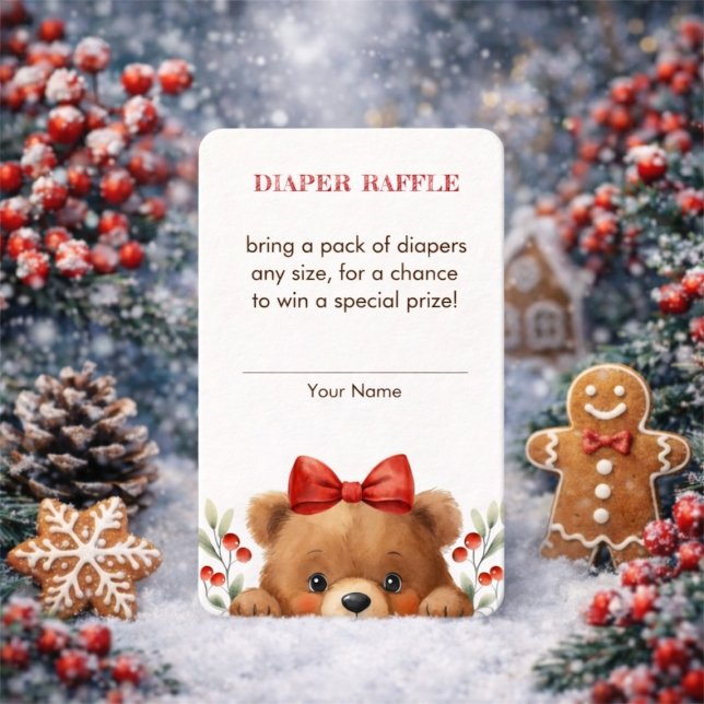 Baby Bear And Rowan Berries Diaper Raffle Begleitkarte (Baby Bear And Rowan Berries Diaper Raffle Enclosure Card)