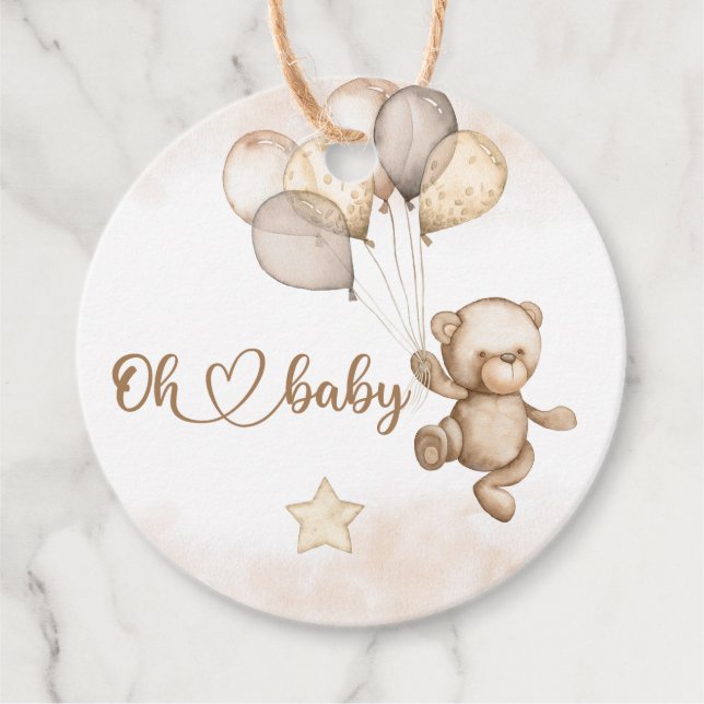 Baby Bear Baby Dusche Geschenkanhänger (Vorderseite)