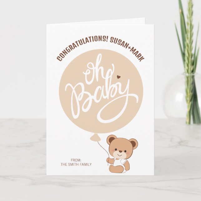 Baby Bear Baby Dusche Grusskarte Karte (Vorderseite)
