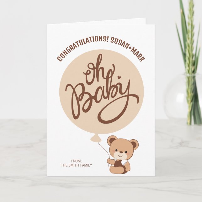Baby Bear Baby Dusche Grusskarte Karte (Vorderseite)