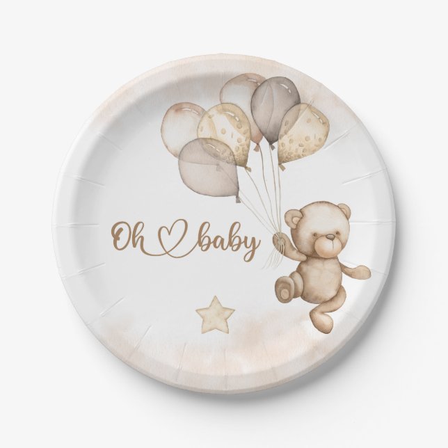 Baby Bear Baby Dusche Pappteller (Vorderseite)