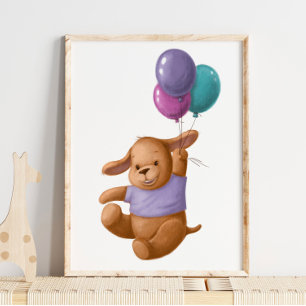 Baby Bear Balloons Print Bärenwand Poster