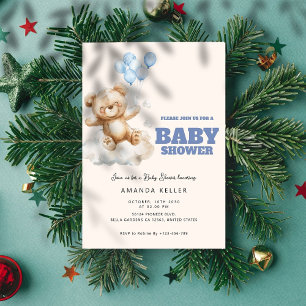 Baby Bear Be Happy Balloons Cloud Baby Dusche Einladung