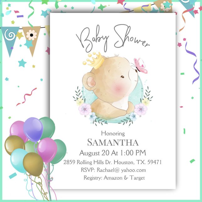 Baby Bear Blue Boy Baby shower Invitation (Créateur téléchargé)
