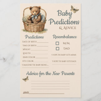 Baby Bear Boy Baby Predictions Karte