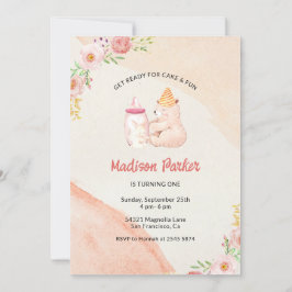 Baby Bear & Bunny Kids Birthday Invitation Einladung