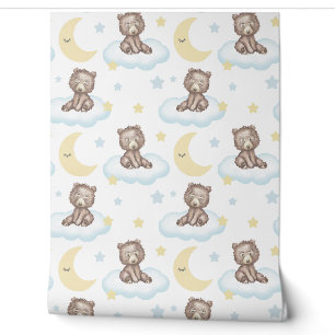 Baby Bear Clouds Stars Moon Woodland Tiere Tapete