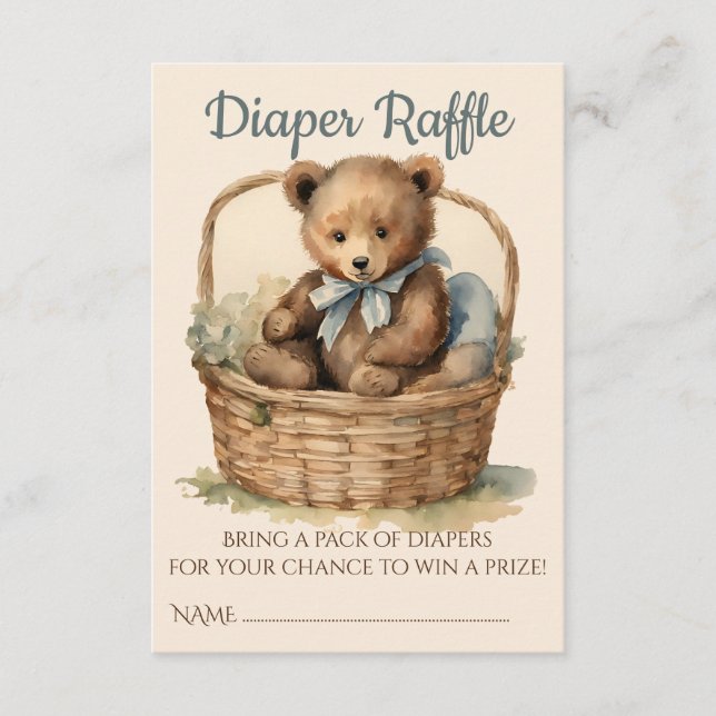 Baby Bear Cub Boy Babydusche Windelwanne Begleitkarte (Vorderseite)