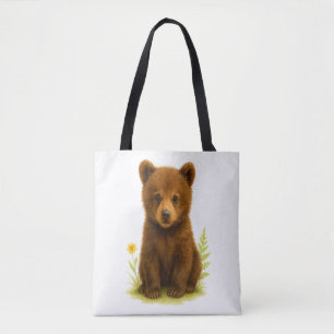 Baby Bear Cub in den Wildblumen Tasche