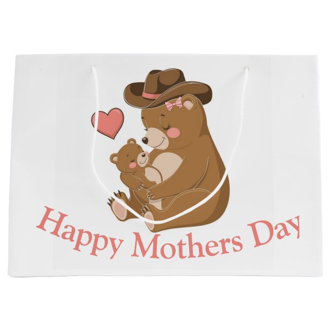 Baby Bear Happy Mother Day Große Geschenktüte (Vorderseite)