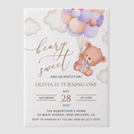 Baby Bear, Lila Balloons, erster Geburtstag