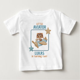 Baby Bear Little Aviator Boy Birthday White Baby T-shirt