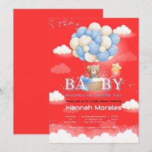 Baby Bear mit Balloons Babydusche Einladung