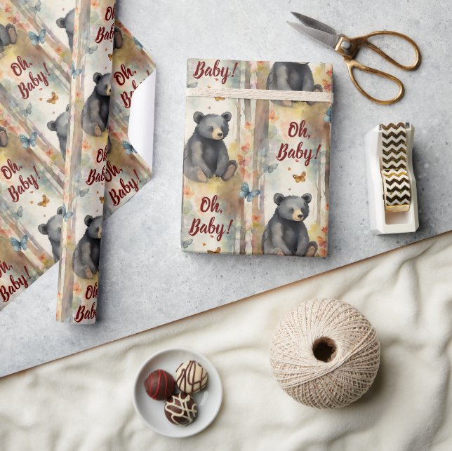 Baby Bear Oh Baby Gender Neutral Baby Dusche Geschenkpapier (Kunsthandwerk)