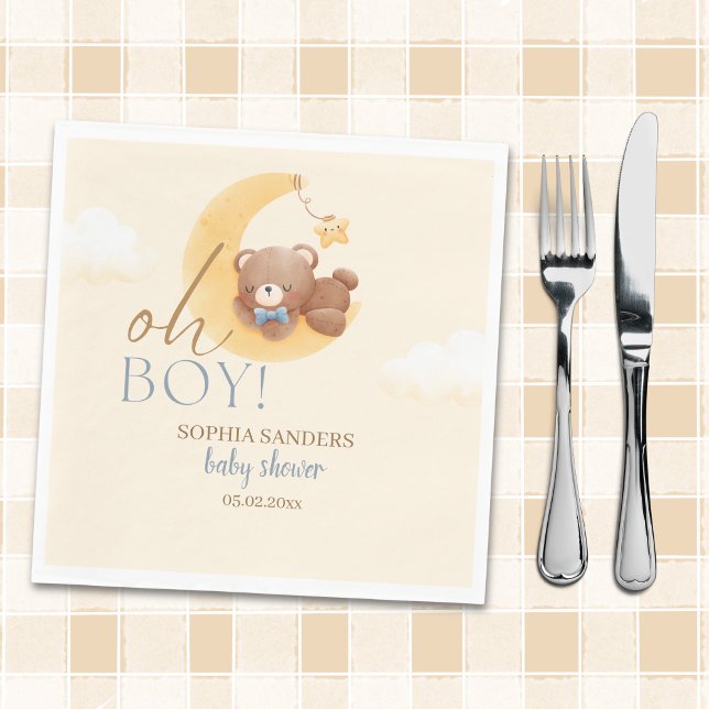 Baby Bear on the Way! Boy Baby Shower Serviette (Von Creator hochgeladen)