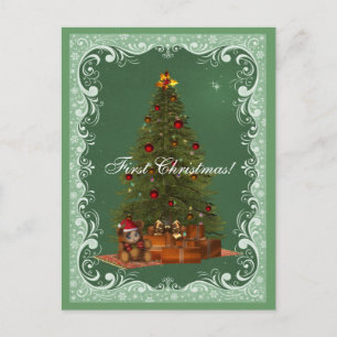 Baby Bear Père Noël première carte postale de Noël