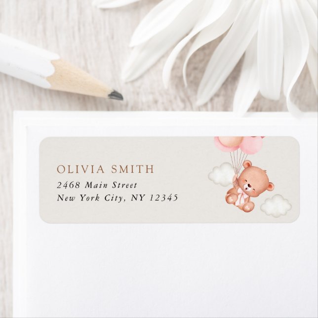 Baby Bear, rosa Balloons, erster Geburtstag (Insitu)