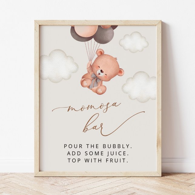 Baby Bear, Teddy Bear, Brown Balloons, Momosa Bar Poster (Von Creator hochgeladen)