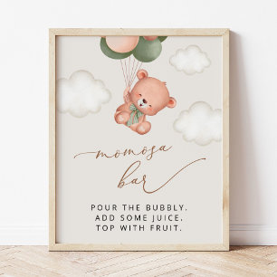 Baby Bear, Teddy Bear, Grüne Balloons, Momosa Bar Poster
