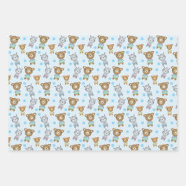 Baby Bear und Zebra, Polka Dot Geschenkpapier Set