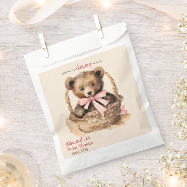Baby Bear Vielen Dank Beary Much Girls Baby Dusche Geschenktütchen (Ausgeschnitten)